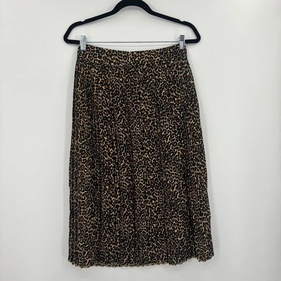 J. Crew Pleated Leopard Midi Skirt - Picture 4 of 9